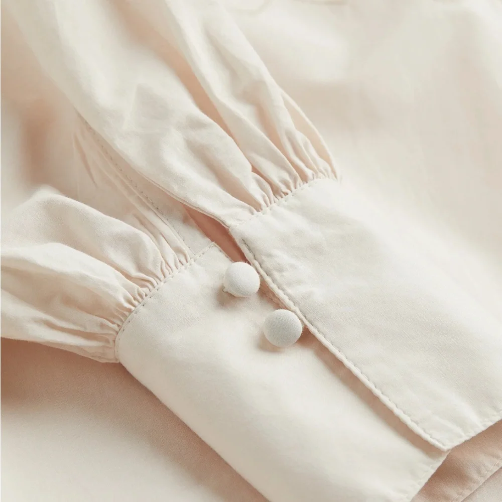 H&M Light Beige Dress with Eyelet Embroidery size S - Picture 2 of 7